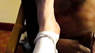 Sissy gives BBC foot job