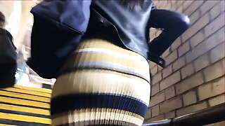 Thick round juicy ebony bubble butt eatin up dress