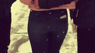 Cute Ass Designer Jeans Snowy Day
