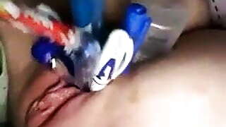 ens in pussy bottle in ass