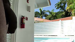Uncut BBC by the pool