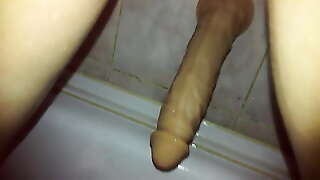 My aunt sits on a dildo in the ass