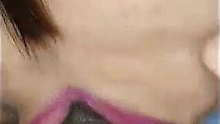 gorgeous bhabi blowjob with lipstick