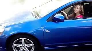 Young lady has pedal pumping day dream while she hands out with girlfriends