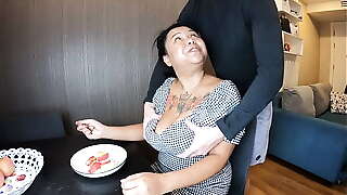 Busty Asian Breastfeeding Explosive Handjob and Interracial Sex