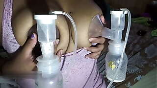 Milf Big lactating tits get breast pumped and milked
