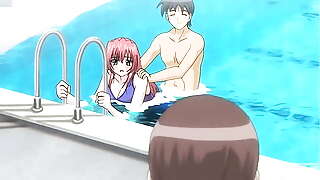 Hentai - Step Sister and Step Brother Almost Caught Fucking in the Pool