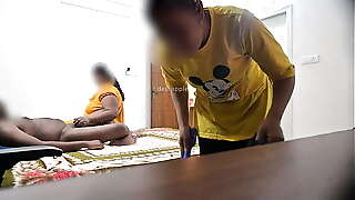 Blowjob and hard fucking while maid cleaning room