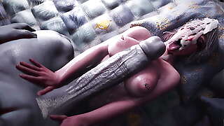 They tried to make love quietly, but the passion was stronger. Fascinating futanari animated sex.