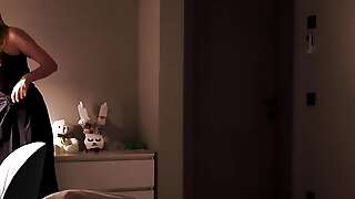 Cowardly stepson fucked his stepmom during a thunderstorm