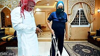 Muslim Hijab Indonesian Housemaid asked to suck boss Dick and swallows cum